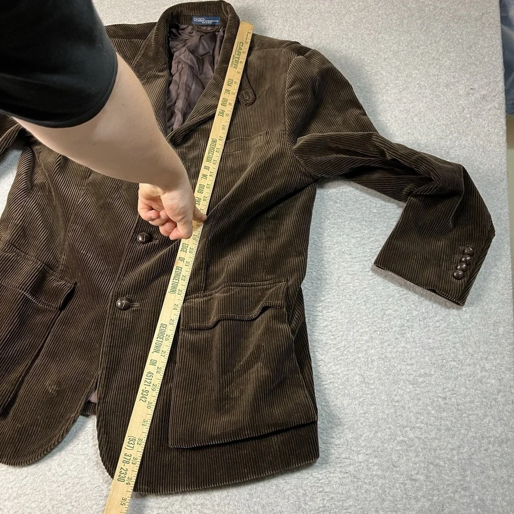 Vintage Polo Ralph Lauren Blazer Mens XL Brown Corduroy Lined Wood Buttons 90s